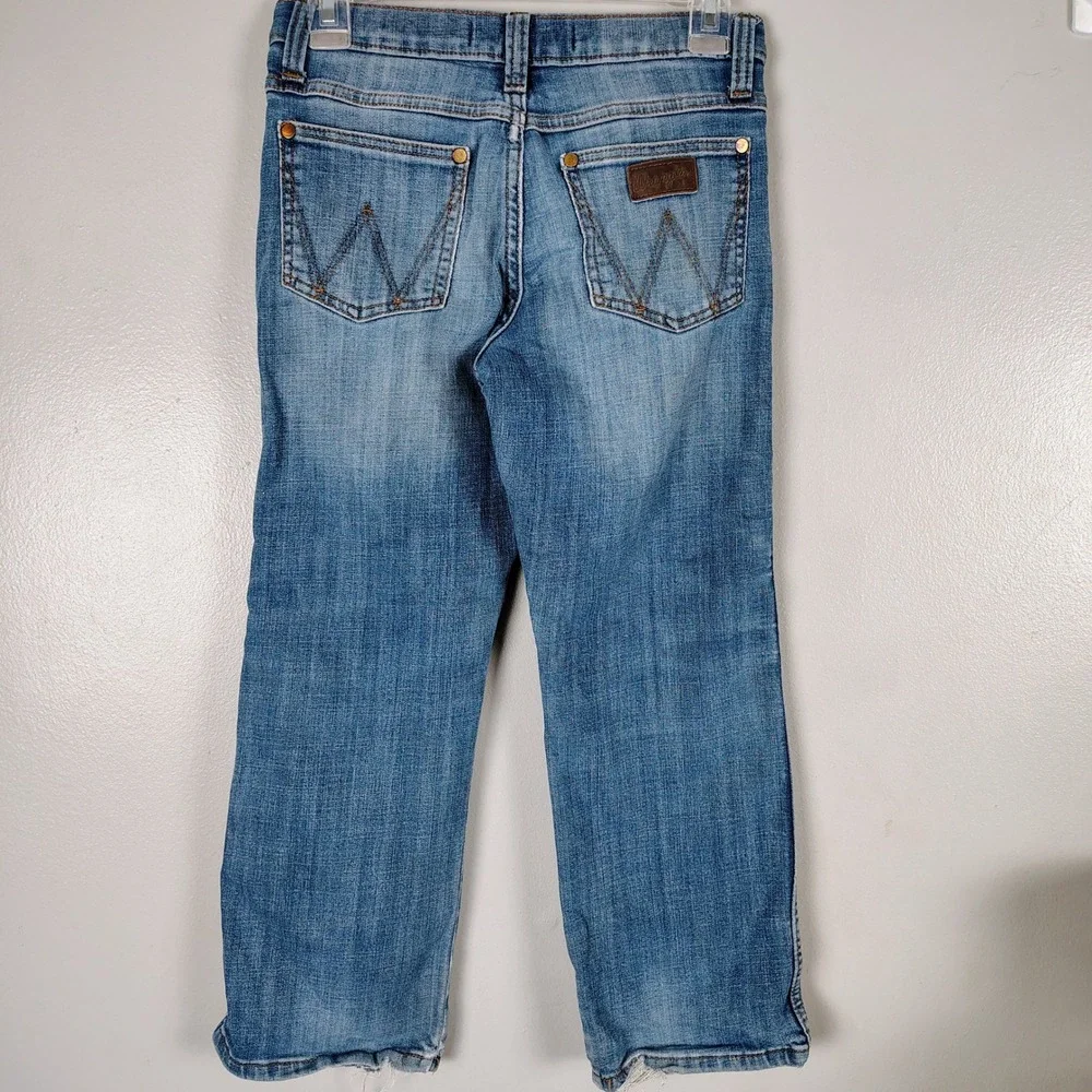 Wrangler Retro Kids‎ Relaxed Bootcut Distressed Medium Wash Jeans 27x24